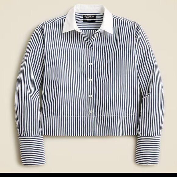 J. Crew Tops - J Crew cropped garcon striped shirt